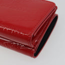 BALENCIAGA Compact Wallet Patent Leather Red Silver 558208 Auth 198793M-15