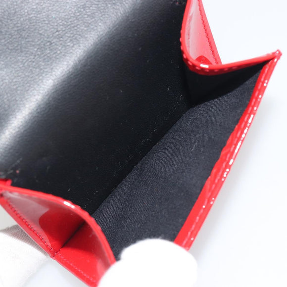 BALENCIAGA Compact Wallet Patent Leather Red Silver 558208 Auth 198793M