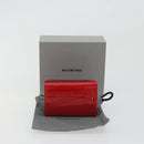 BALENCIAGA Compact Wallet Patent Leather Red Silver 558208 Auth 198793M-12
