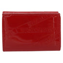 BALENCIAGA Compact Wallet Patent Leather Red Silver 558208 Auth 198793M-2