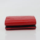 BALENCIAGA Compact Wallet Patent Leather Red Silver 558208 Auth 198793M-5