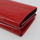BALENCIAGA Compact Wallet Patent Leather Red Silver 558208 Auth 198793M-7