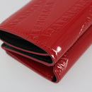 BALENCIAGA Compact Wallet Patent Leather Red Silver 558208 Auth 198793M-14