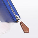 HERMES Azap Compact Silk In Wallet Leather Blue Silver Auth 198794V-8