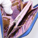 HERMES Azap Compact Silk In Wallet Leather Blue Silver Auth 198794V-19