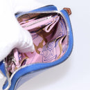 HERMES Azap Compact Silk In Wallet Leather Blue Silver Auth 198794V-21