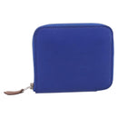 HERMES Azap Compact Silk In Wallet Leather Blue Silver Auth 198794V-13