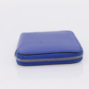 HERMES Azap Compact Silk In Wallet Leather Blue Silver Auth 198794V-4