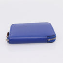 HERMES Azap Compact Silk In Wallet Leather Blue Silver Auth 198794V-6