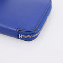 HERMES Azap Compact Silk In Wallet Leather Blue Silver Auth 198794V-7