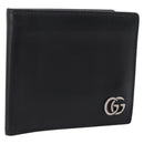 GUCCI GG Marmont Compact Wallet Leather Black Silver 428725 Auth 198795A-1
