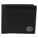 GUCCI GG Marmont Compact Wallet Leather Black Silver 428725 Auth 198795A-2