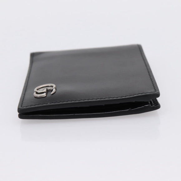 GUCCI GG Marmont Compact Wallet Leather Black Silver 428725 Auth 198795A
