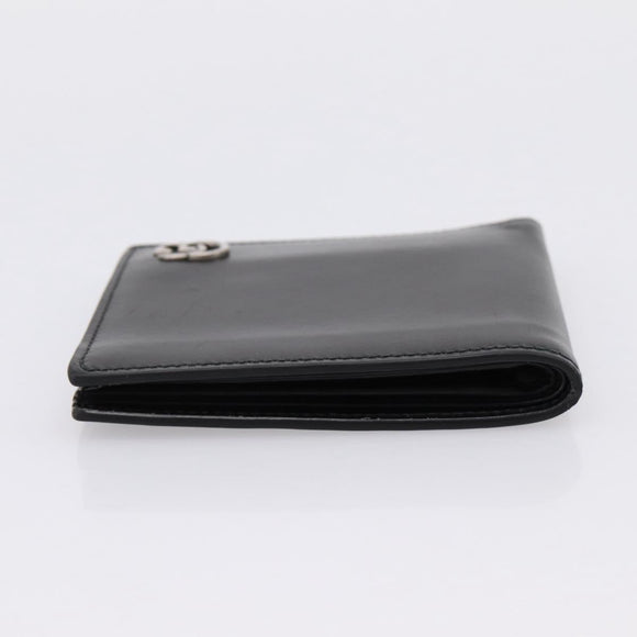 GUCCI GG Marmont Compact Wallet Leather Black Silver 428725 Auth 198795A