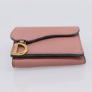 Christian Dior Saddle Compact Wallet Leather Pink Gold Auth 198797A-6