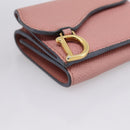 Christian Dior Saddle Compact Wallet Leather Pink Gold Auth 198797A-14