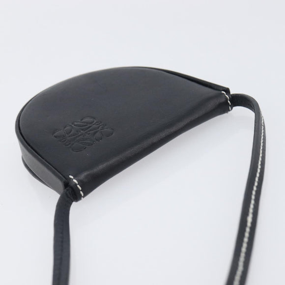 LOEWE Neck Coin Pouch Leather Black Auth 198798A