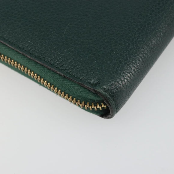 GUCCI Zumi Long Wallet Leather Green Gold 570661 Auth 198799A