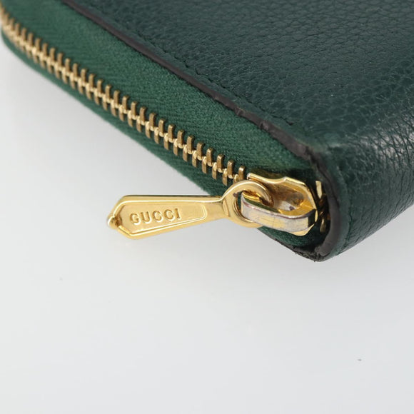 GUCCI Zumi Long Wallet Leather Green Gold 570661 Auth 198799A