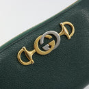 GUCCI Zumi Long Wallet Leather Green Gold 570661 Auth 198799A-13