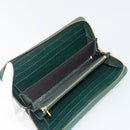 GUCCI Zumi Long Wallet Leather Green Gold 570661 Auth 198799A-14