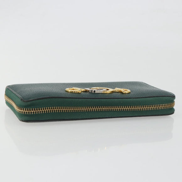 GUCCI Zumi Long Wallet Leather Green Gold 570661 Auth 198799A