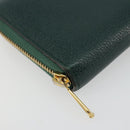 GUCCI Zumi Long Wallet Leather Green Gold 570661 Auth 198799A-9