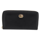 GUCCI Interlocking G Long Wallet Leather Black Gold Auth 198800V-2