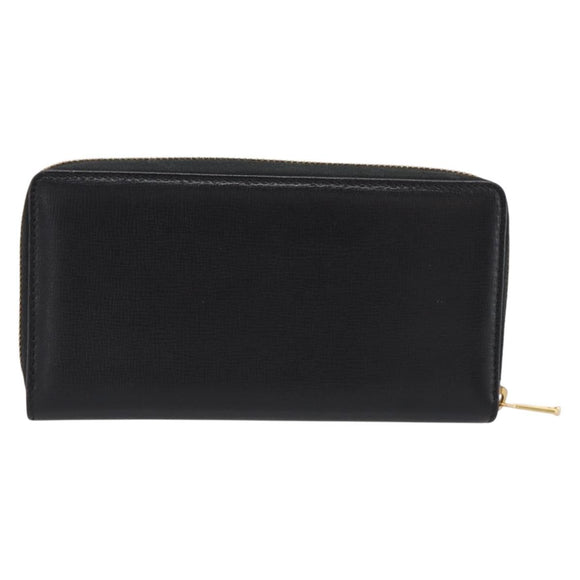 GUCCI Interlocking G Long Wallet Leather Black Gold Auth 198800V