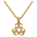 CHANEL COCO Mark Necklace Metal Gold Tone CC Auth 198801V-1