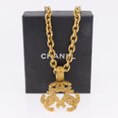 CHANEL COCO Mark Necklace Metal Gold Tone CC Auth 198801V-12