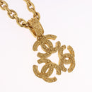 CHANEL COCO Mark Necklace Metal Gold Tone CC Auth 198801V-3