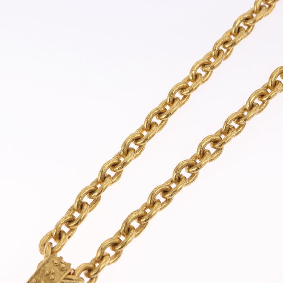 CHANEL COCO Mark Necklace Metal Gold Tone CC Auth 198801V