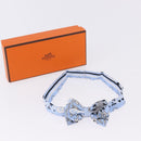 HERMES Ribbon Tie Silk Light Blue Silver Auth 198802M-10
