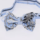 HERMES Ribbon Tie Silk Light Blue Silver Auth 198802M-4