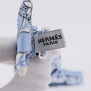 HERMES Ribbon Tie Silk Light Blue Silver Auth 198802M-9