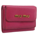 Miu Miu Compact Wallet Leather Pink Gold Auth 198809A-1