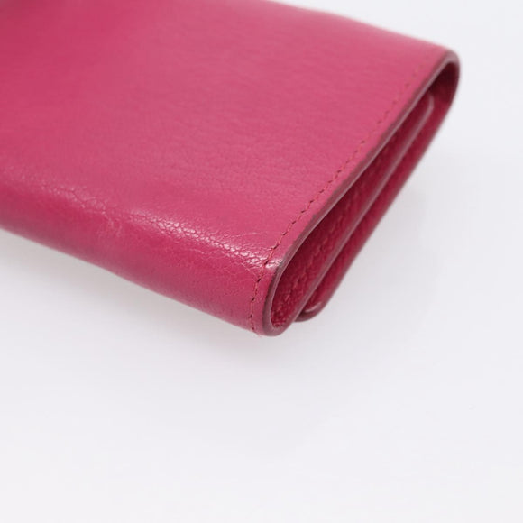 Miu Miu Compact Wallet Leather Pink Gold Auth 198809A