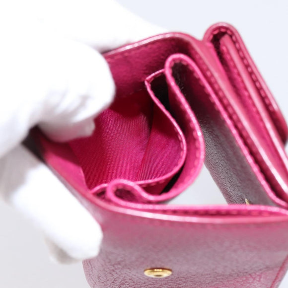 Miu Miu Compact Wallet Leather Pink Gold Auth 198809A