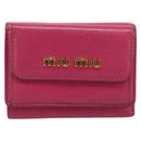 Miu Miu Compact Wallet Leather Pink Gold Auth 198809A-13