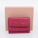 Miu Miu Compact Wallet Leather Pink Gold Auth 198809A-12