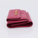 Miu Miu Compact Wallet Leather Pink Gold Auth 198809A-3