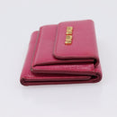 Miu Miu Compact Wallet Leather Pink Gold Auth 198809A-4