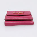 Miu Miu Compact Wallet Leather Pink Gold Auth 198809A-6