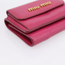 Miu Miu Compact Wallet Leather Pink Gold Auth 198809A-14