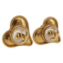 CHANEL Earring Metal Gold Tone CC Auth 198811V-1