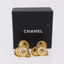 CHANEL Earring Metal Gold Tone CC Auth 198811V-12