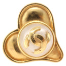 CHANEL Earring Metal Gold Tone CC Auth 198811V-2