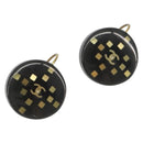 CHANEL Pierce Plastic Black Gold CC Auth 198813A-1