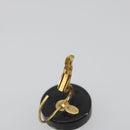 CHANEL Pierce Plastic Black Gold CC Auth 198813A-14